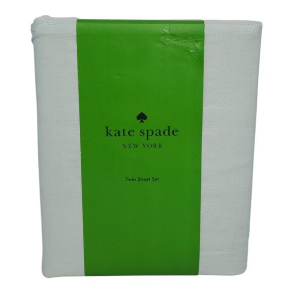Kate Spade New York Twin Cotton Sateen Sheet Set Fits 18 In Mattress Green - Picture 8 of 8